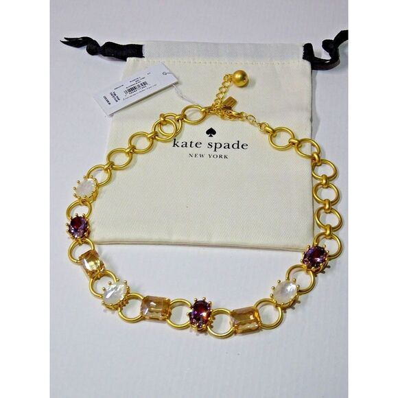 kate spade Jewelry - NEW Kate Spade Blooming Bling Stone Necklace Russet Multi Gold WBRUG130